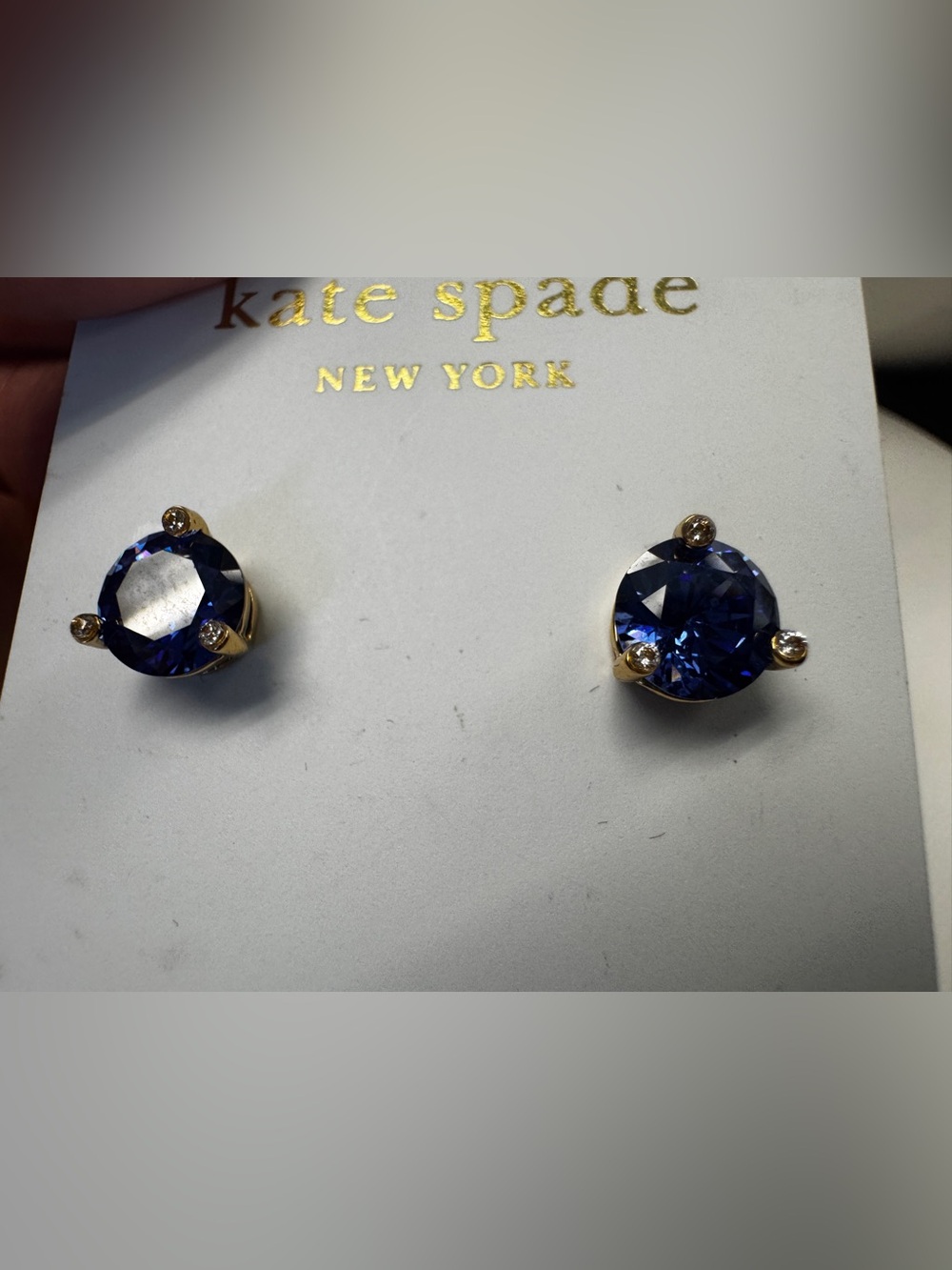 Stunning Kate Spade New York Deep Blue Crystal Stud Earrings - Picture 2 of 3